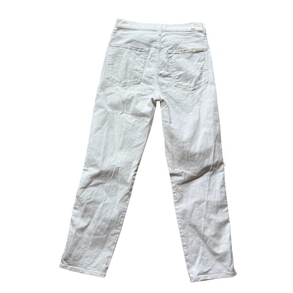 7 for All Mankind Denim High Waist Cropped Straight Leg Jeans Women's 28 White - Picture 2 of 15